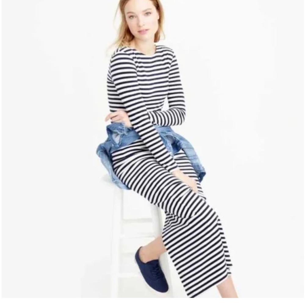 J CREW Long Sleeve Striped Maxi Sz 8 Tall